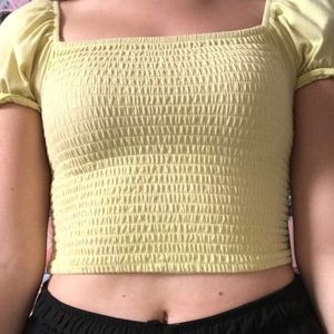 Lime green off the shoulder/over the shoulder top